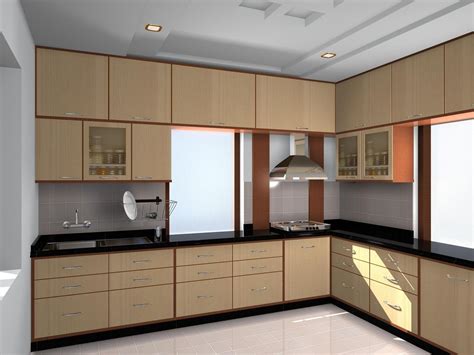 L Shaped Modular Kitchen In Natural Wood With Centered Glazing