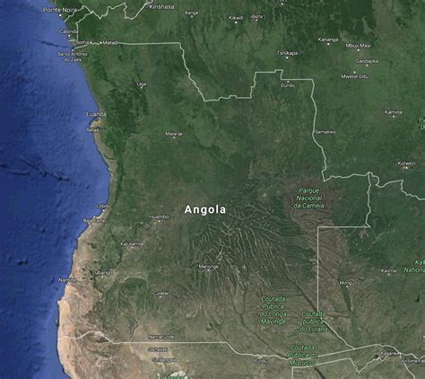 Afrika kıtasının güneybatı bölümünde yer alır. Angola Haritası ve Angola Uydu Görüntüleri