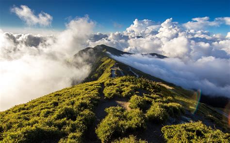 Nature Landscape Mountain Clouds Lens Flare Wallpapers Hd Desktop