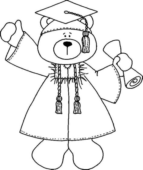 A Teddy Bear Wearing A Graduation Cap And Gown With His Arms Out In The Air