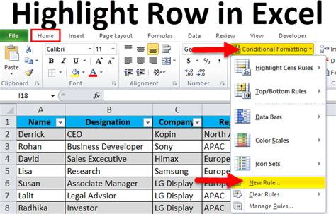 Highlight Rows In Excel Excel Table And Conditional Formatting