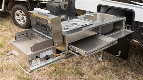 The Slide Out Kitchen Has A Dometic Two Burner Gas Cooktop Camper