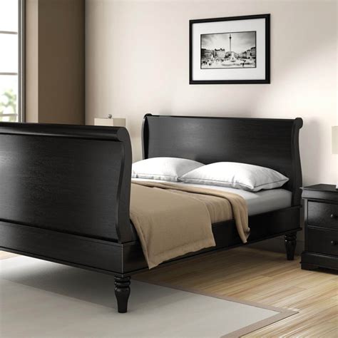Midnight Empire Solid Wood Queen Size Platform Bed Frame