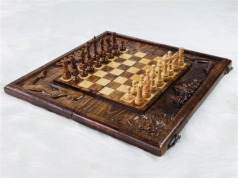 Handmade Solid Wood Chess Board Custom Made Wooden Massive Etsy