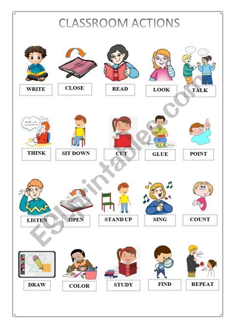 Classroom Actions Esl Worksheet By Wonderfulteacher