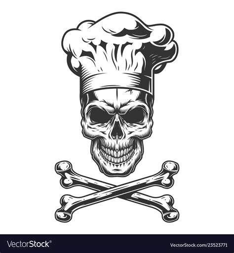 Vintage Skull In Chef Hat Royalty Free Vector Image