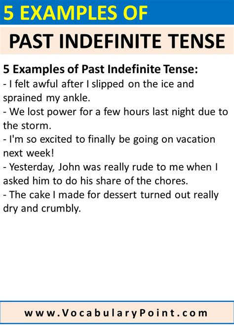 5 Examples Of Past Indefinite Tense Vocabulary Point