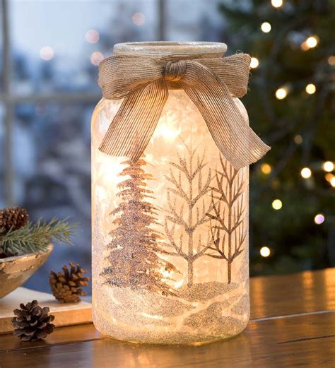 Glass Holiday Lantern With Holiday Scene Mason Jar Christmas Crafts