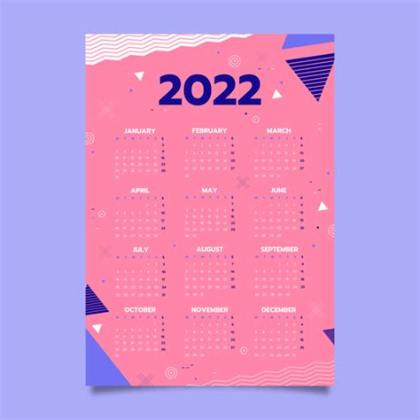 Flat 2022 Calendar Template Vector Free Download