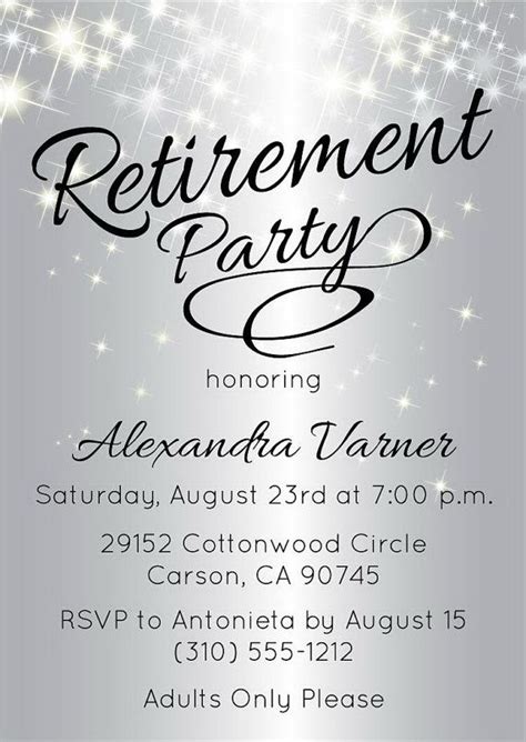› free printable event programs. Silver Retirement Party Invitation, Elegant Retirement ...