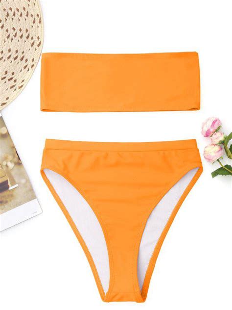 9 Off 2020 Bralette High Cut Bandeau Bikini In Orange Zaful