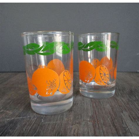 Oranges Juice Glasses Set Of 2 Etsy Orange Juice Glasses Juice Glasses Orange Juice