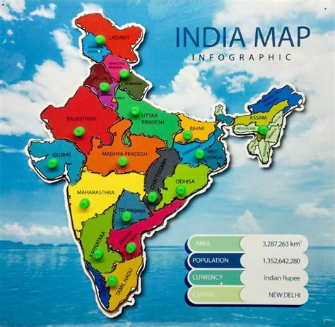 Khilonewale Wooden Indian Map Puzzles Bharat Ka Naksha With 17 Knobs