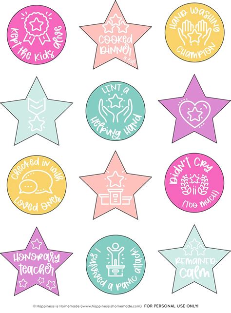 Adult Rewards Stickers Free Printable Happiness Is