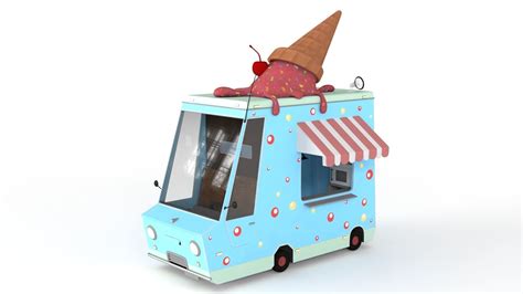 3d Asset Pbr Cartoon Ice Cream Car Cgtrader