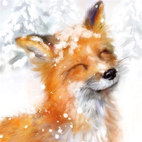 Watercolour Fox Art Print Cute Happy Fox Painting Fox T Etsy Fox Art Print Fox Art Fox