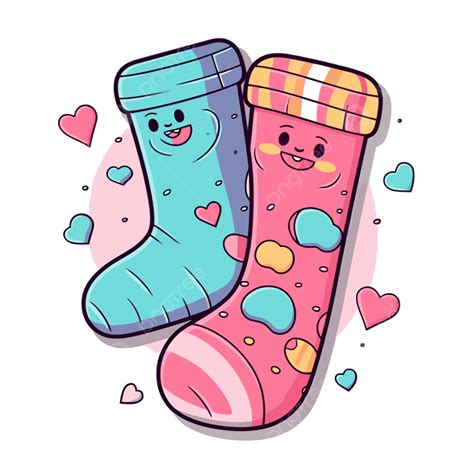 Cartoon Two Socks With Hearts Near Them Vector Clipart Socks Socks