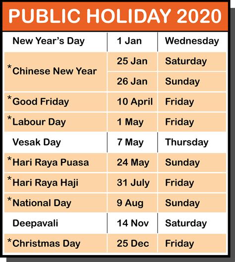 Singapore Holidays 2020 Long Weekend