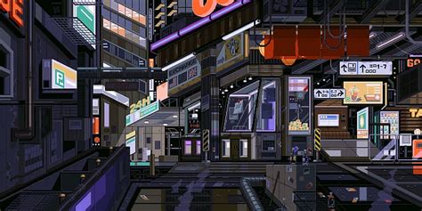Cyberpunk Pixel Art Desktop Wallpaper Download Cyberpunk City