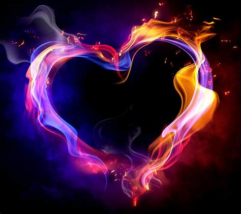 1080p Free Download Fire Heart Love Blue Pink Hd Wallpaper Peakpx