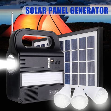 110 220v Power Storage Generator Led Light 6v 3w Solar Panel Usb Charger Home System Kit