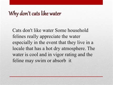 Why Dont Cats Like Water Ppt