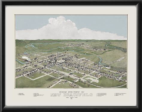New Braunfels Tx 1881 Color Vintage City Maps Restored City Maps