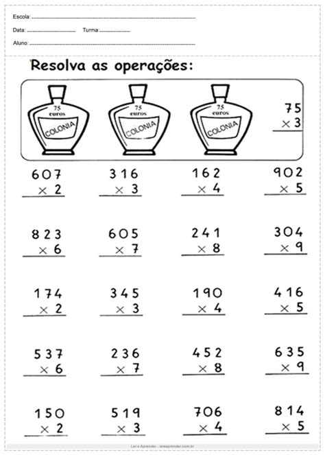 Atividades De Multiplicação Para O 3 Ano Do Ensino Fundamental