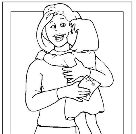 Madre Abrazando A Su Hijo Para Colorear