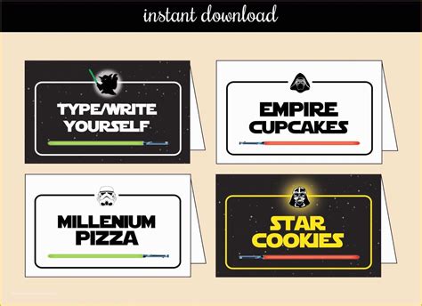 Star Wars Food Labels Template Free Of Star Wars Editable Food Tent