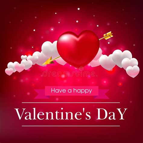 Valentines Day Red Background White Hearts Stock Vector