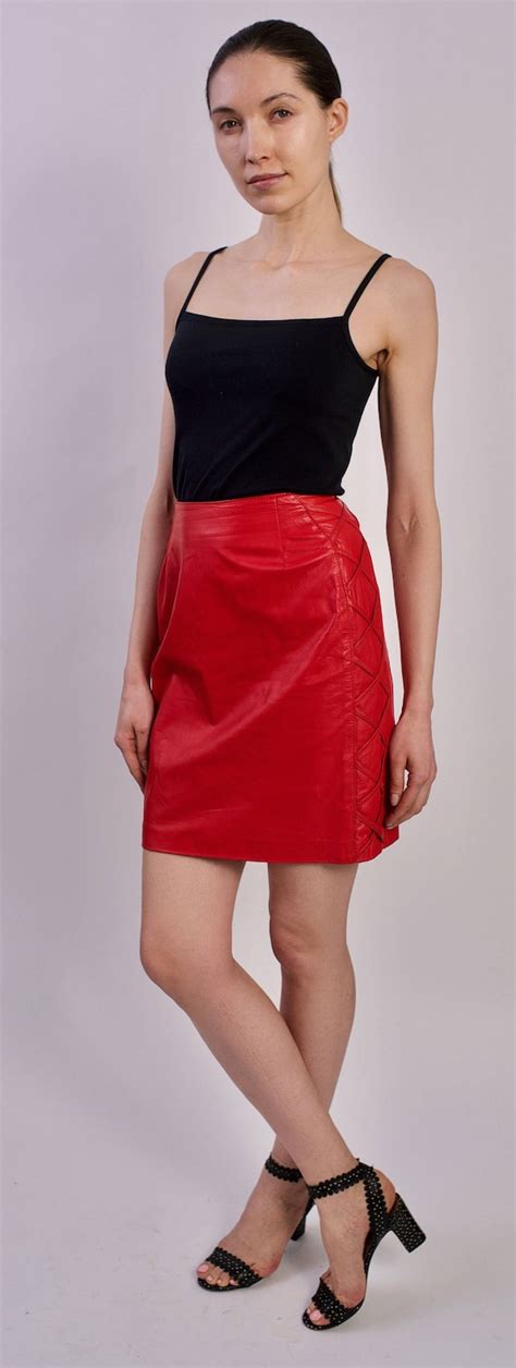 vintage leather skirt 70s gem