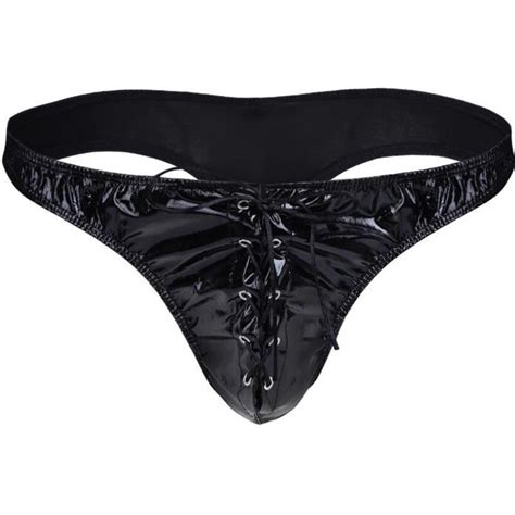 Tanga Cuir Sexy Sissy String Ficelle Homme Jockstrap Boxer Lingerie De Nuit Sous Vêtement