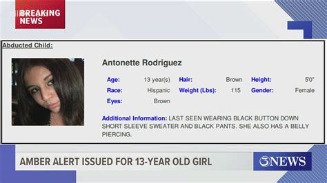 Amber Alert Issued For Missing 13 Year Old