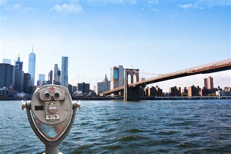 Observation Deck Overviewing Brooklyn Bridge New York City Manhattan