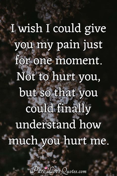 I Wish I Could Give You My Pain Just For One Moment Not To Hurt You