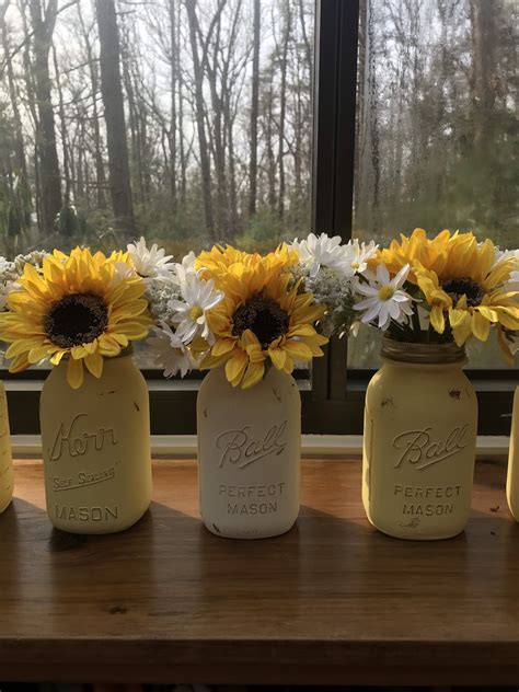 Mason Jar Sunflower Centerpieces Sunflowers Sunflower Etsy