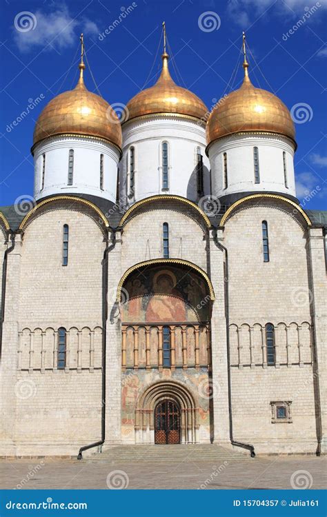 De Kathedraal Van Dormition In Moskou Het Kremlin Rusland Stock