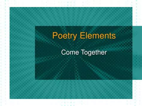 Ppt Poetry Elements Powerpoint Presentation Free Download Id5431069