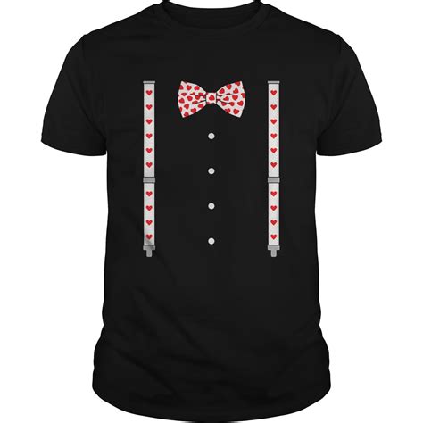 Hearts Bow Tiesuspenders Valentines Day Costume Shirt Trend Tee Shirts Store