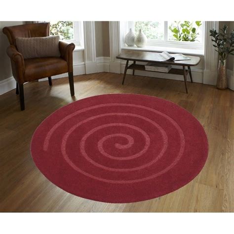 Round Wool Rug - Swirl - Red - (160cm Diameter)