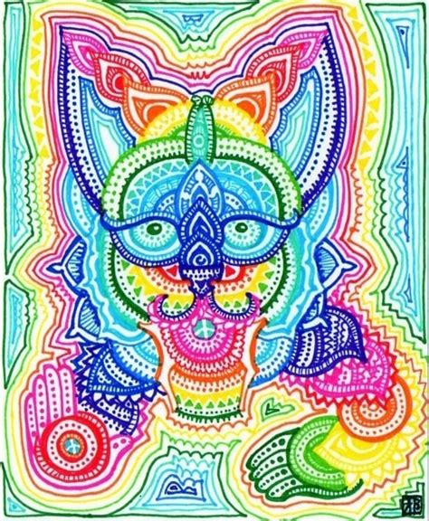 A Trippy Psychedelic Drawing By Japanese Artist Lutamesta Of A Rainbow