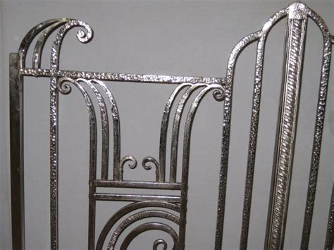 Modern metal fireplace screens, gold art deco firescreens, affordable colorful fireplace screens and more! French Art Deco hand forged iron fire screen - Charles ...