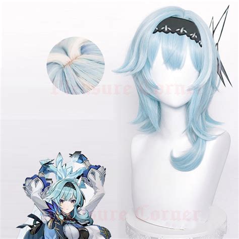 Genshin Impact Eula Cosplay Wig Simulated Skin Heat Resistant Synthetic