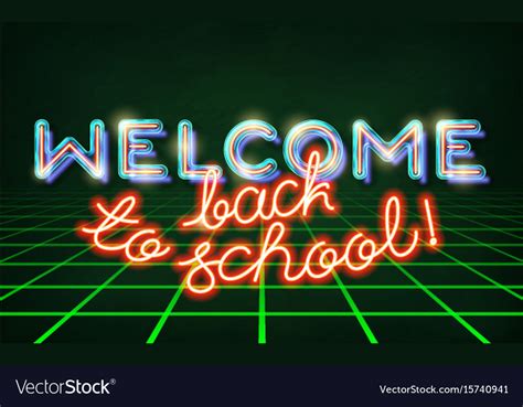 Welcome Back To School Retro Neon Royalty Free Vector Image