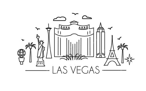 Premium Vector Las Vegas Lineart Illustration Vegas Holiday Travel
