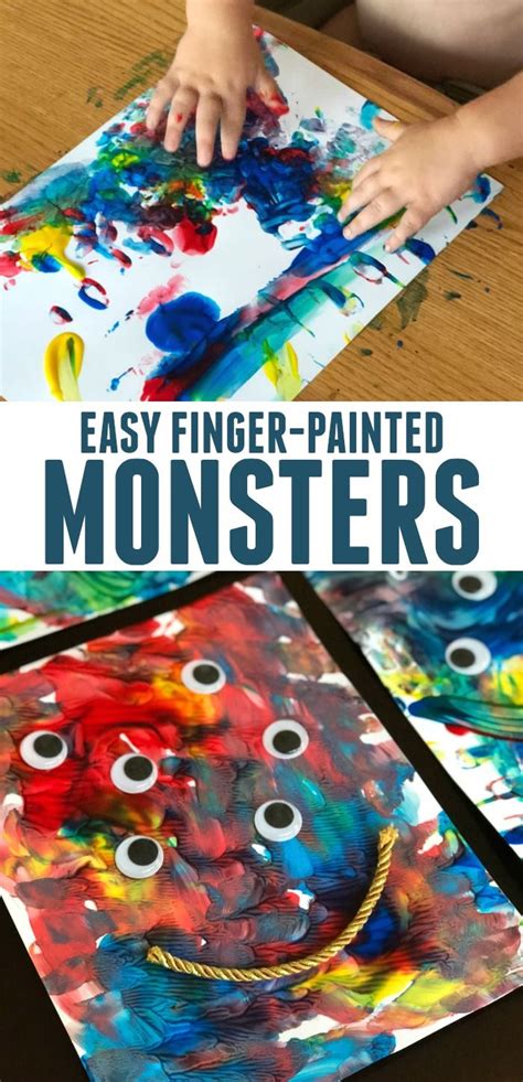 Simple Finger Painted Monsters For Toddlers Halloween Activities For