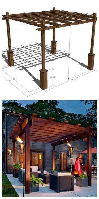 The wooden deck in the same color as the gazebo, and matching chairs and dinner table, completes the elegant scenery. How To Build Your Own Pergola DIY | Pergola, Backyard, Dream backyard