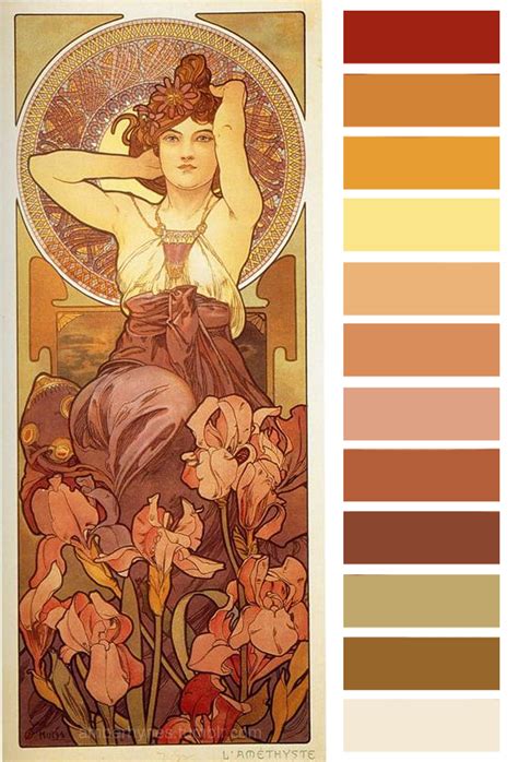 Colour Palette Based On The Amethyst By Alphonse Mucha Want More