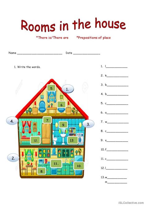 Rooms In The House There Isthere English Esl Worksheets Pdf And Doc